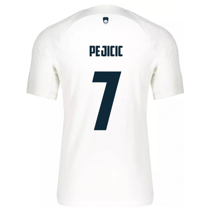 Niño Camiseta Eslovenia David Pejičić #7 Blanco 1ª Equipación 24-26 La Camisa Chile