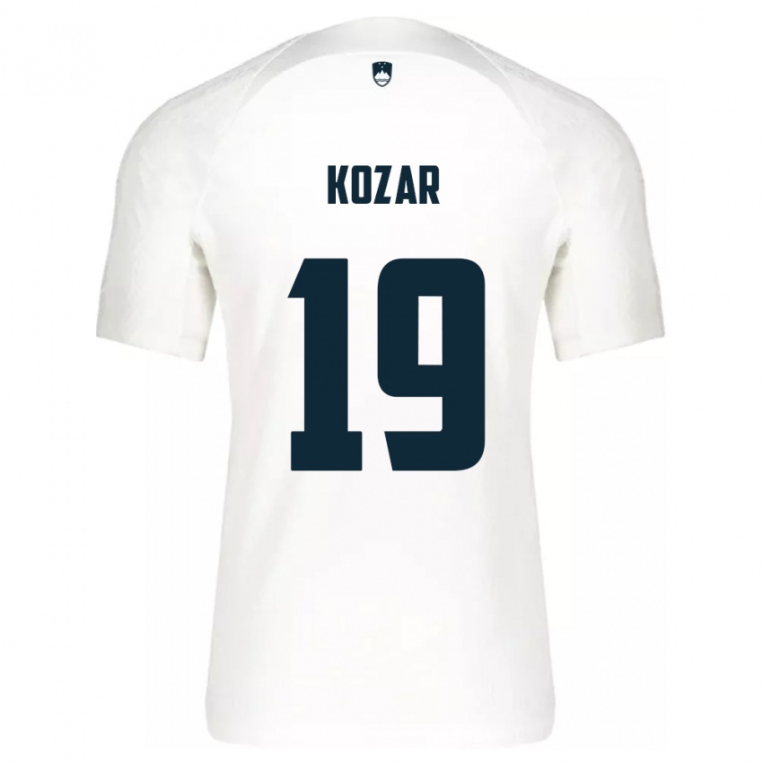 Niño Camiseta Eslovenia Kristjan Kozar #19 Blanco 1ª Equipación 24-26 La Camisa Chile