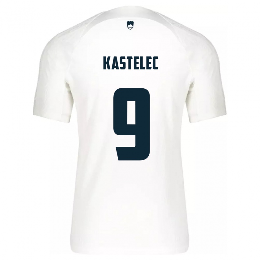 Niño Camiseta Eslovenia Mirjam Kastelec #9 Blanco 1ª Equipación 24-26 La Camisa Chile