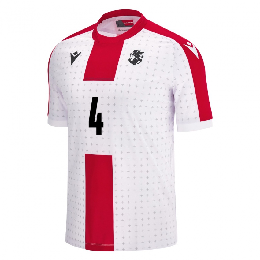 Niño Camiseta Georgia Saba Khvadagiani #4 Blanco 1ª Equipación 24-26 La Camisa Chile