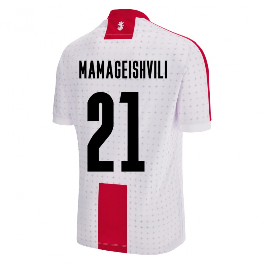 Niño Camiseta Georgia Otar Mamageishvili #21 Blanco 1ª Equipación 24-26 La Camisa Chile