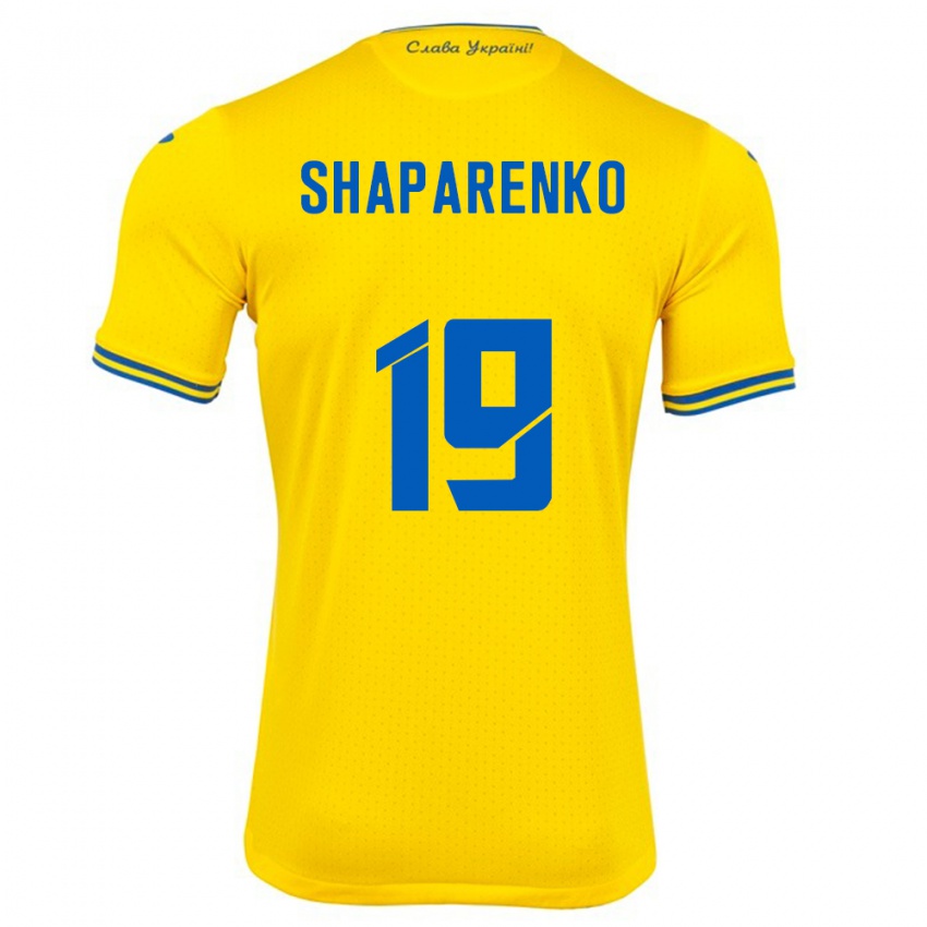 Niño Camiseta Ucrania Mykola Shaparenko #19 Amarillo 1ª Equipación 24-26 La Camisa Chile