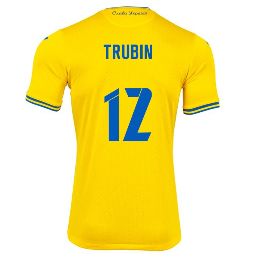 Niño Camiseta Ucrania Anatoliy Trubin #12 Amarillo 1ª Equipación 24-26 La Camisa Chile