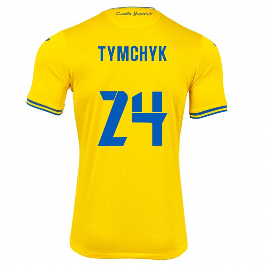 Niño Camiseta Ucrania Oleksandr Tymchyk #24 Amarillo 1ª Equipación 24-26 La Camisa Chile