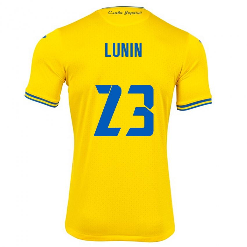 Niño Camiseta Ucrania Andriy Lunin #23 Amarillo 1ª Equipación 24-26 La Camisa Chile