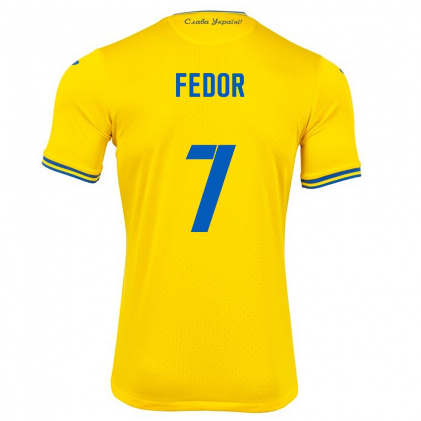 Niño Camiseta Ucrania Oleg Fedor #7 Amarillo 1ª Equipación 24-26 La Camisa Chile