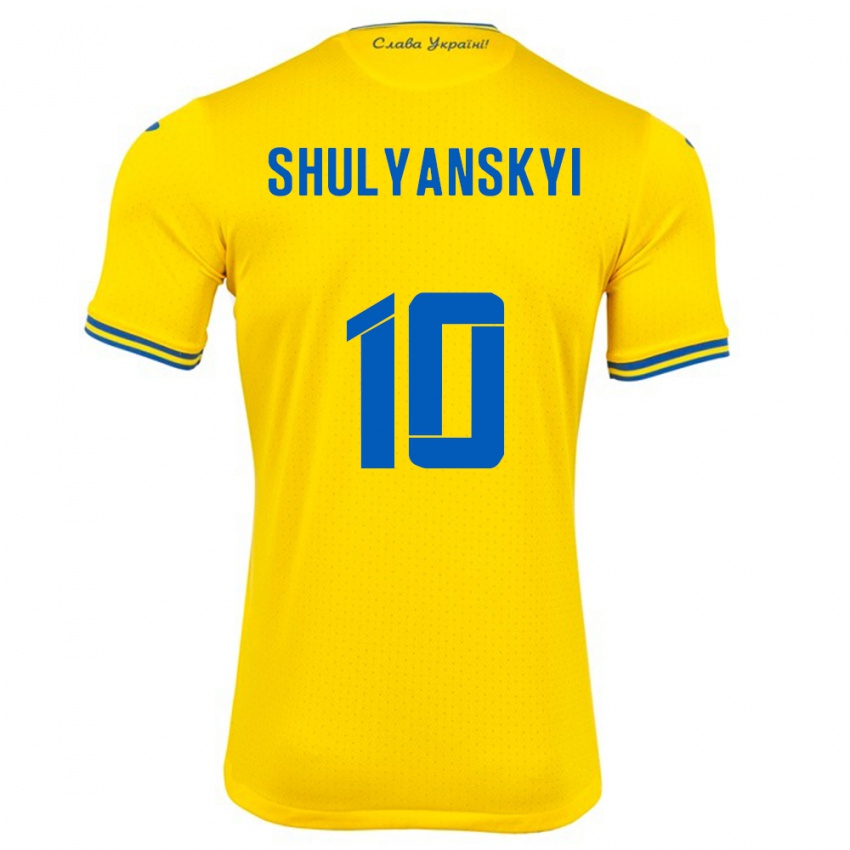 Niño Camiseta Ucrania Artem Shulyanskyi #10 Amarillo 1ª Equipación 24-26 La Camisa Chile