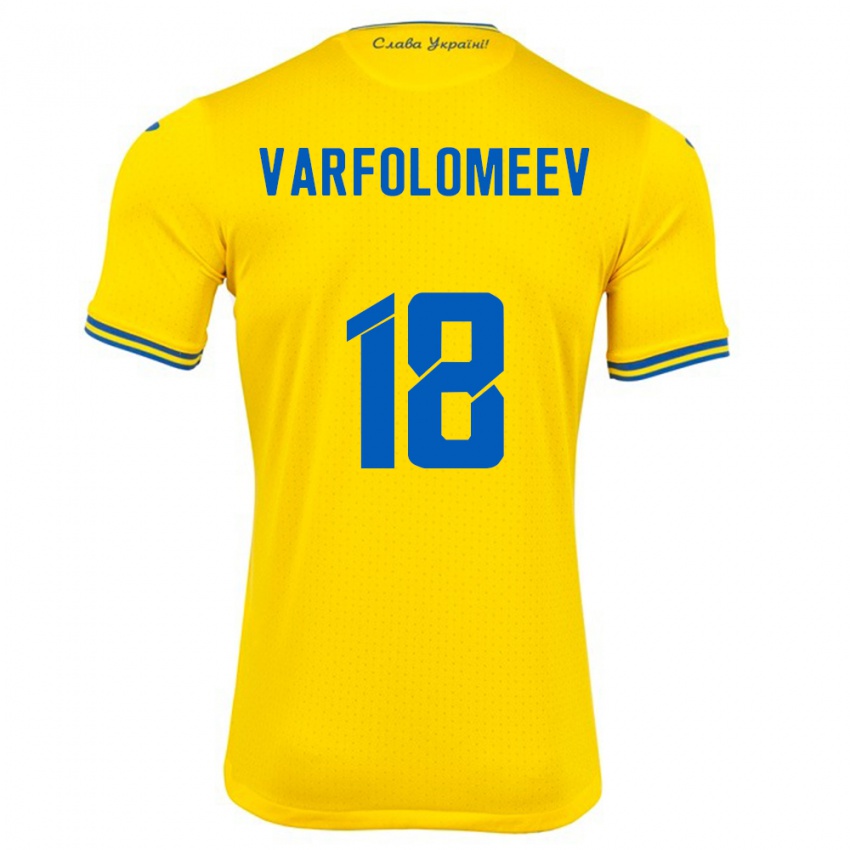 Niño Camiseta Ucrania Ivan Varfolomeev #18 Amarillo 1ª Equipación 24-26 La Camisa Chile