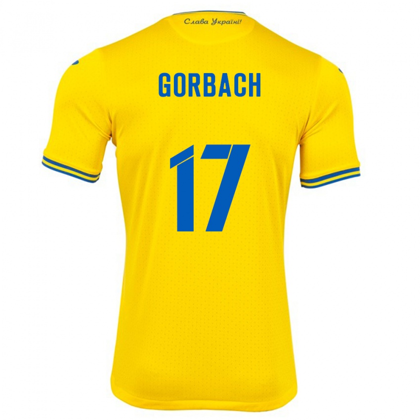 Niño Camiseta Ucrania Igor Gorbach #17 Amarillo 1ª Equipación 24-26 La Camisa Chile