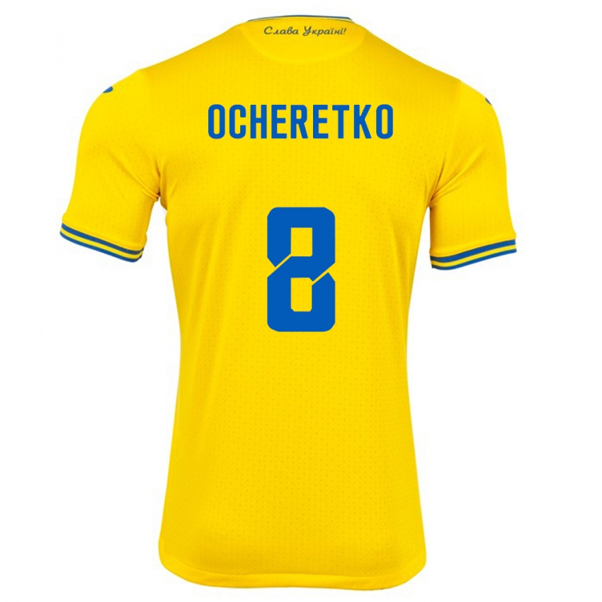 Niño Camiseta Ucrania Oleg Ocheretko #8 Amarillo 1ª Equipación 24-26 La Camisa Chile