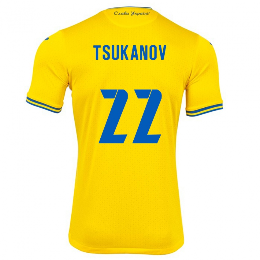 Niño Camiseta Ucrania Viktor Tsukanov #22 Amarillo 1ª Equipación 24-26 La Camisa Chile