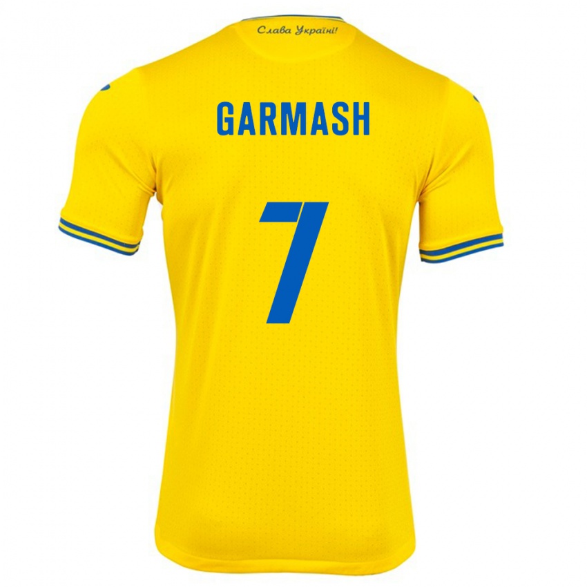 Niño Camiseta Ucrania Yevgen Garmash #7 Amarillo 1ª Equipación 24-26 La Camisa Chile