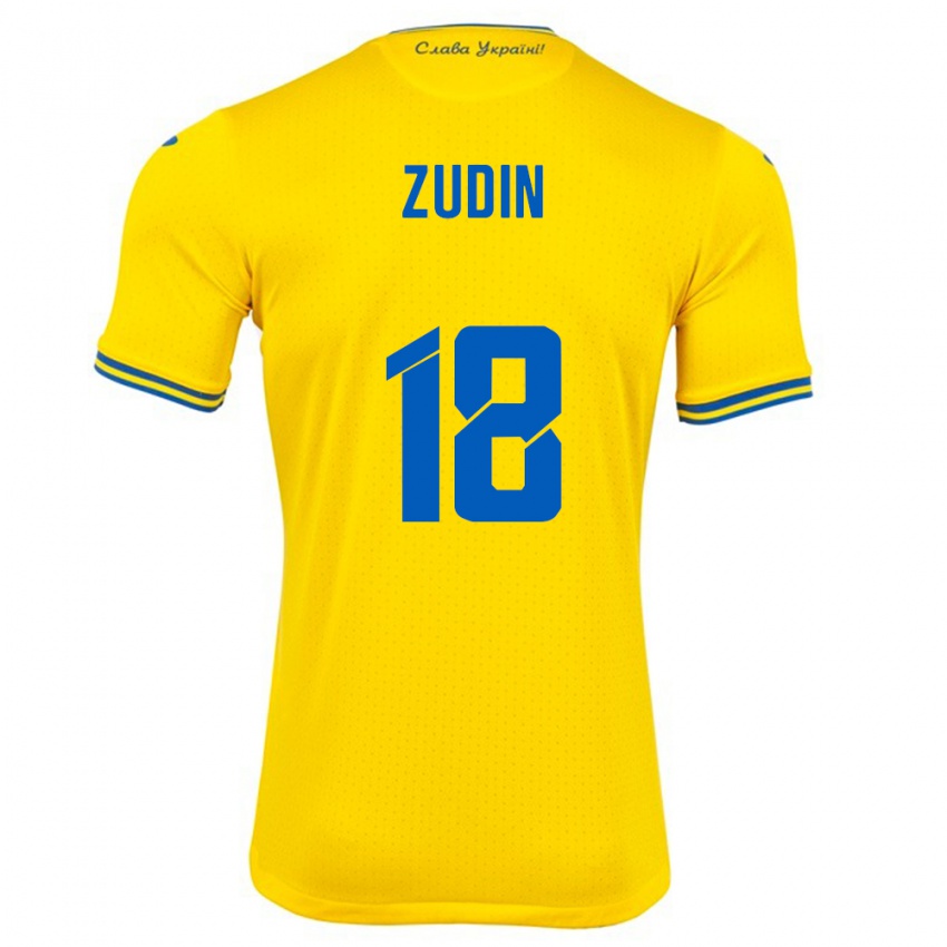 Niño Camiseta Ucrania Dmytro Zudin #18 Amarillo 1ª Equipación 24-26 La Camisa Chile