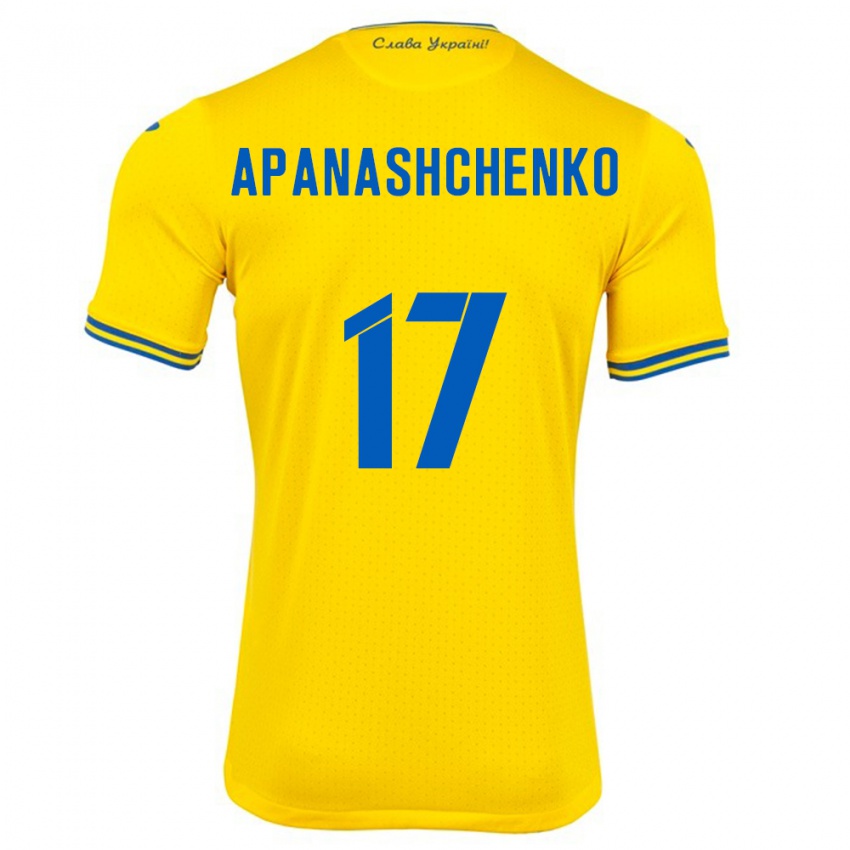 Niño Camiseta Ucrania Daryna Apanashchenko #17 Amarillo 1ª Equipación 24-26 La Camisa Chile