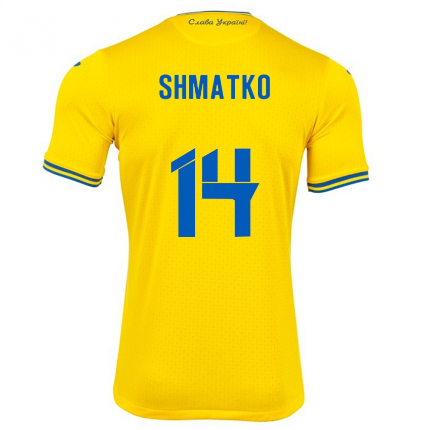 Niño Camiseta Ucrania Lyubov Shmatko #14 Amarillo 1ª Equipación 24-26 La Camisa Chile