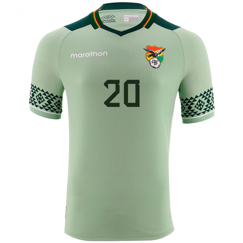 Niño Camiseta Bolivia Leonardo Justiniano #20 Verde Claro 1ª Equipación 24-26 La Camisa Chile