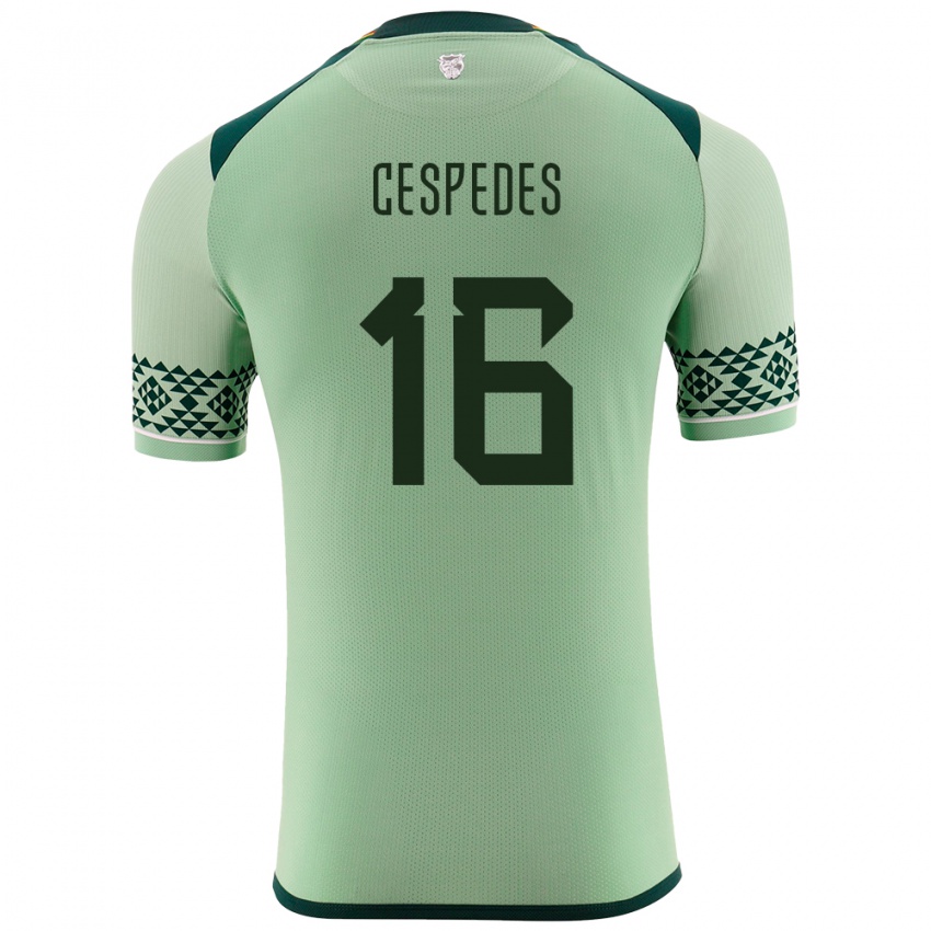 Niño Camiseta Bolivia Boris Céspedes #16 Verde Claro 1ª Equipación 24-26 La Camisa Chile