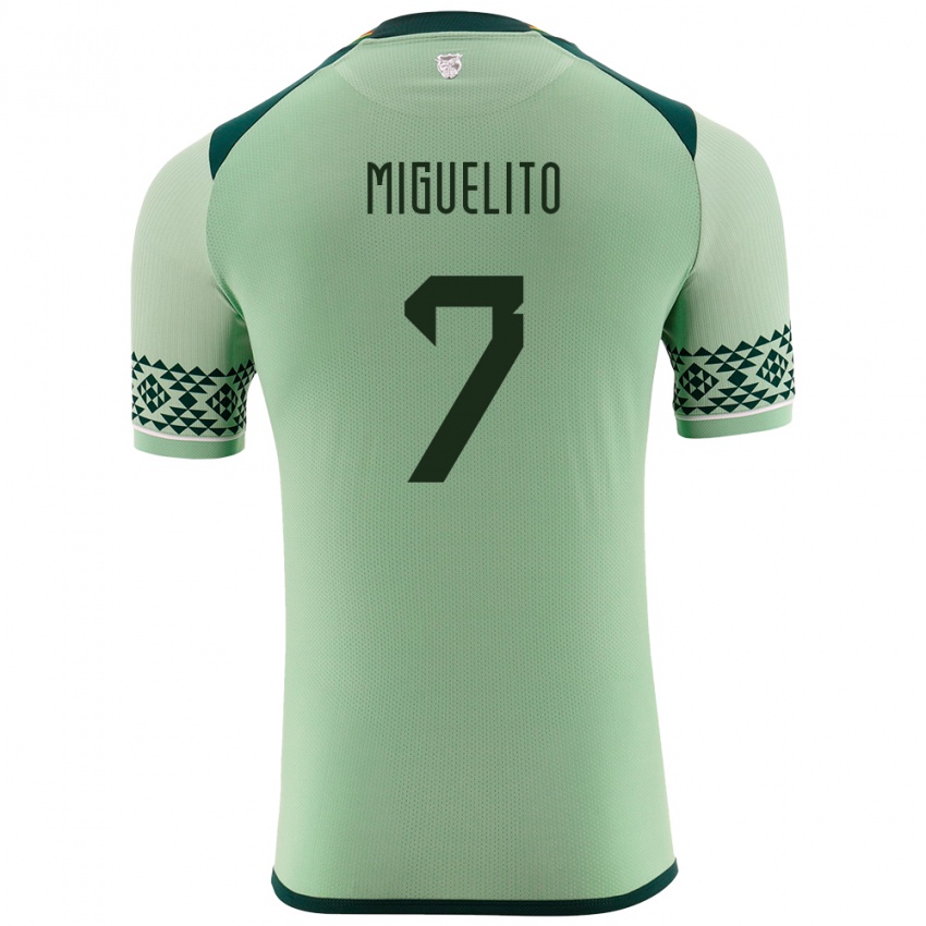 Niño Camiseta Bolivia Miguelito #7 Verde Claro 1ª Equipación 24-26 La Camisa Chile