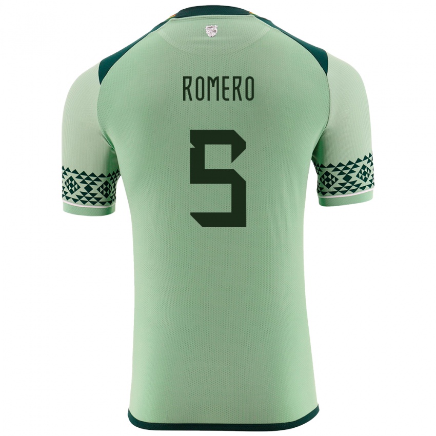 Niño Camiseta Bolivia César Romero #5 Verde Claro 1ª Equipación 24-26 La Camisa Chile