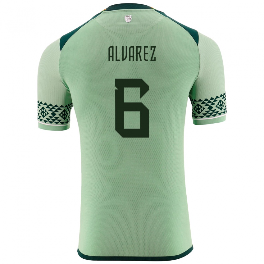 Niño Camiseta Bolivia Eduardo Álvarez #6 Verde Claro 1ª Equipación 24-26 La Camisa Chile