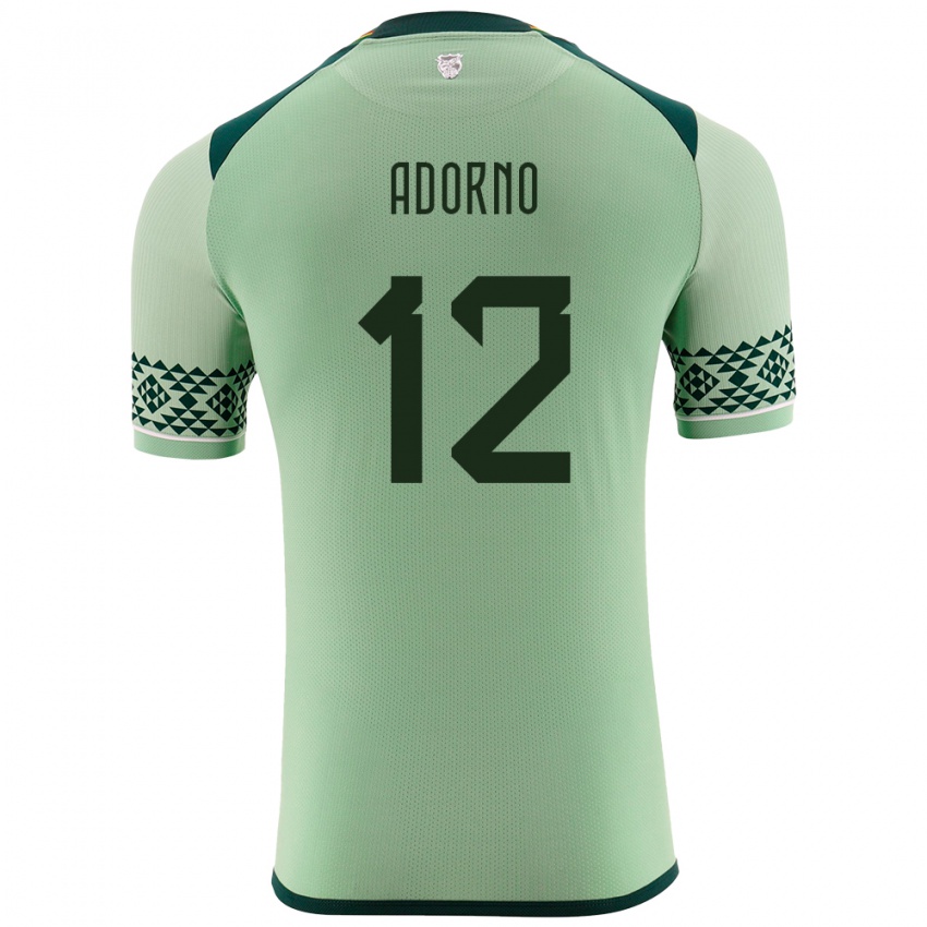 Niño Camiseta Bolivia Carlos Adorno #12 Verde Claro 1ª Equipación 24-26 La Camisa Chile