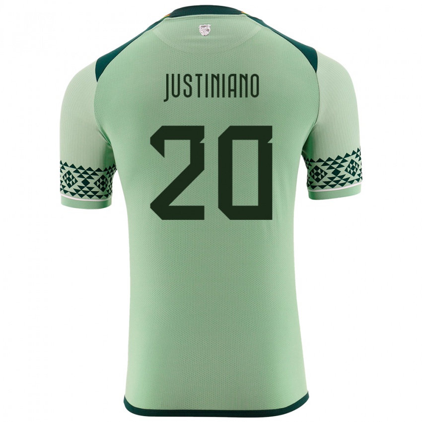 Niño Camiseta Bolivia Leonardo Justiniano #20 Verde Claro 1ª Equipación 24-26 La Camisa Chile