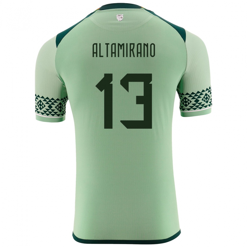 Niño Camiseta Bolivia Sebastian Altamirano #13 Verde Claro 1ª Equipación 24-26 La Camisa Chile