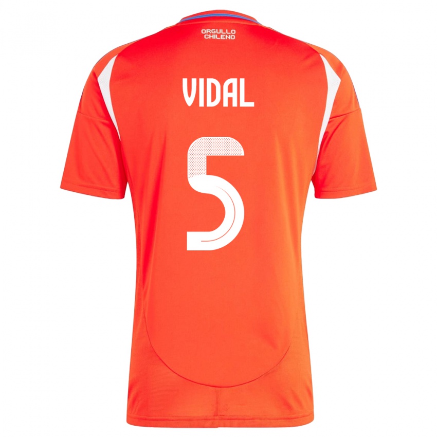 Niño Camiseta Chile Valentín Vidal #5 Rojo 1ª Equipación 24-26 La Camisa Chile