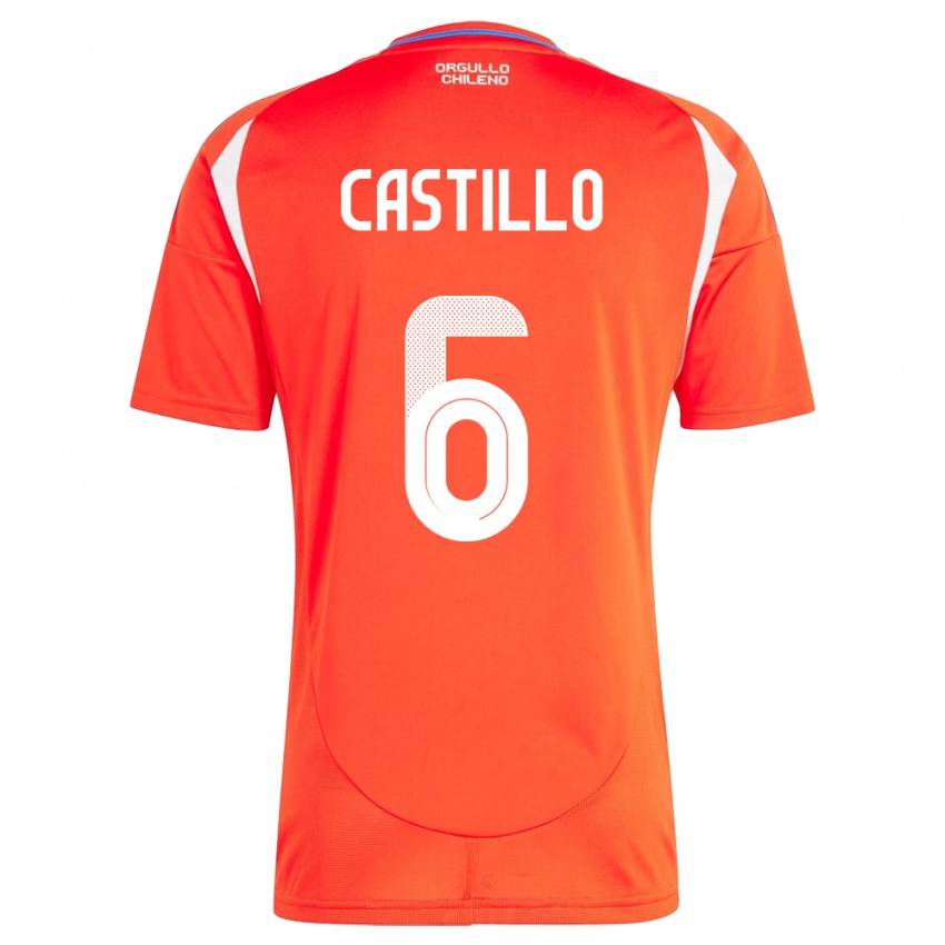 Niño Camiseta Chile Cristóbal Castillo #6 Rojo 1ª Equipación 24-26 La Camisa Chile