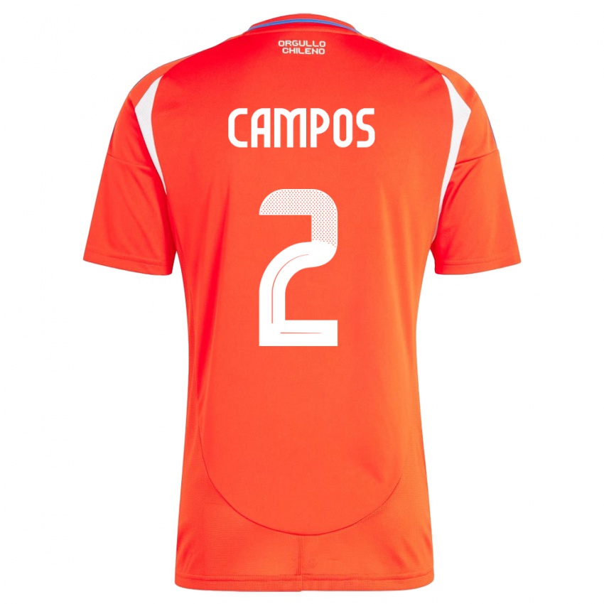 Niño Camiseta Chile Víctor Campos #2 Rojo 1ª Equipación 24-26 La Camisa Chile