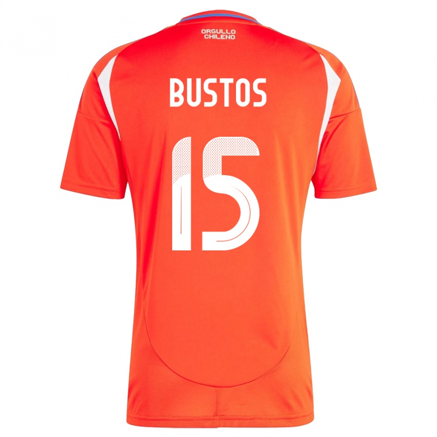 Niño Camiseta Chile Melissa Bustos #15 Rojo 1ª Equipación 24-26 La Camisa Chile