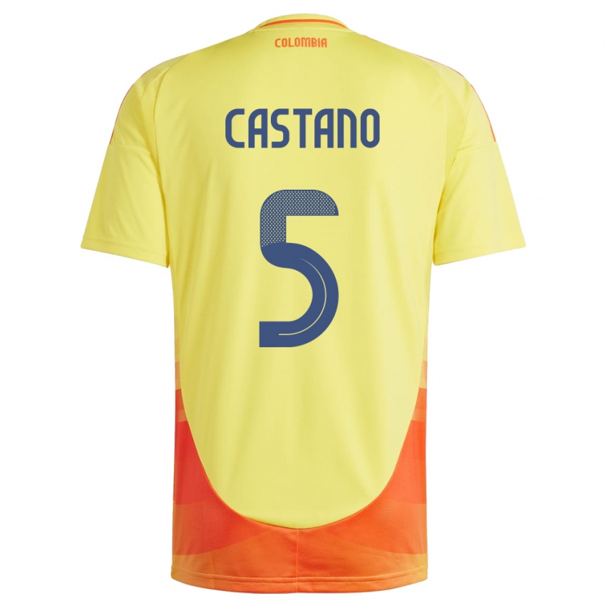 Niño Camiseta Colombia Kevin Castaño #5 Amarillo 1ª Equipación 24-26 La Camisa Chile