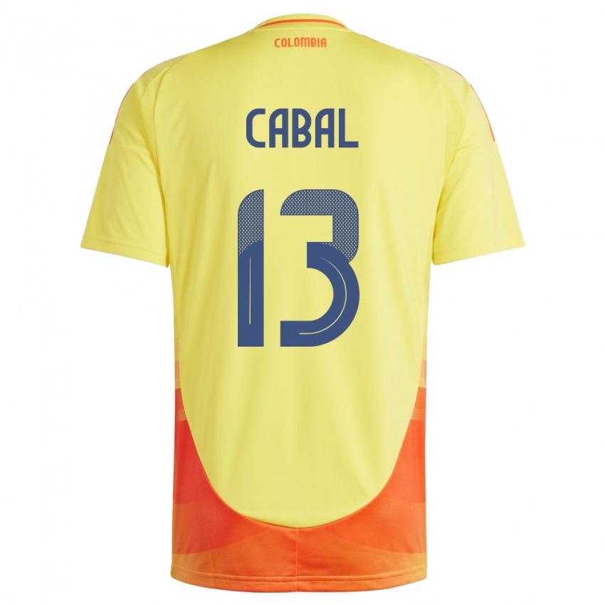 Niño Camiseta Colombia Juan Cabal #13 Amarillo 1ª Equipación 24-26 La Camisa Chile