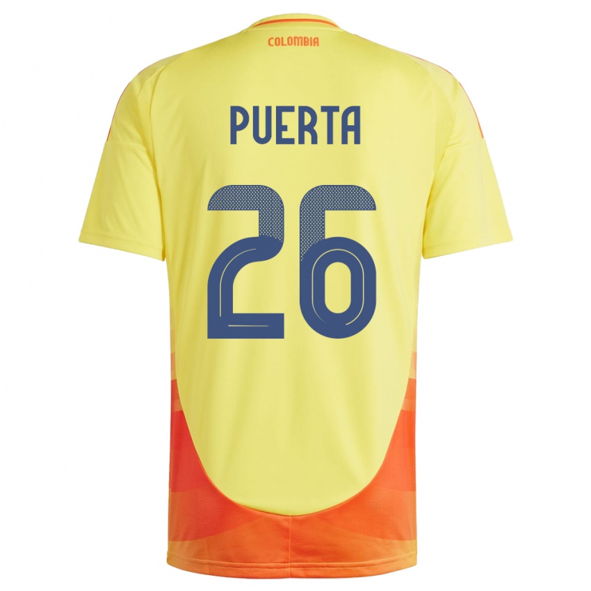 Niño Camiseta Colombia Gustavo Puerta #26 Amarillo 1ª Equipación 24-26 La Camisa Chile