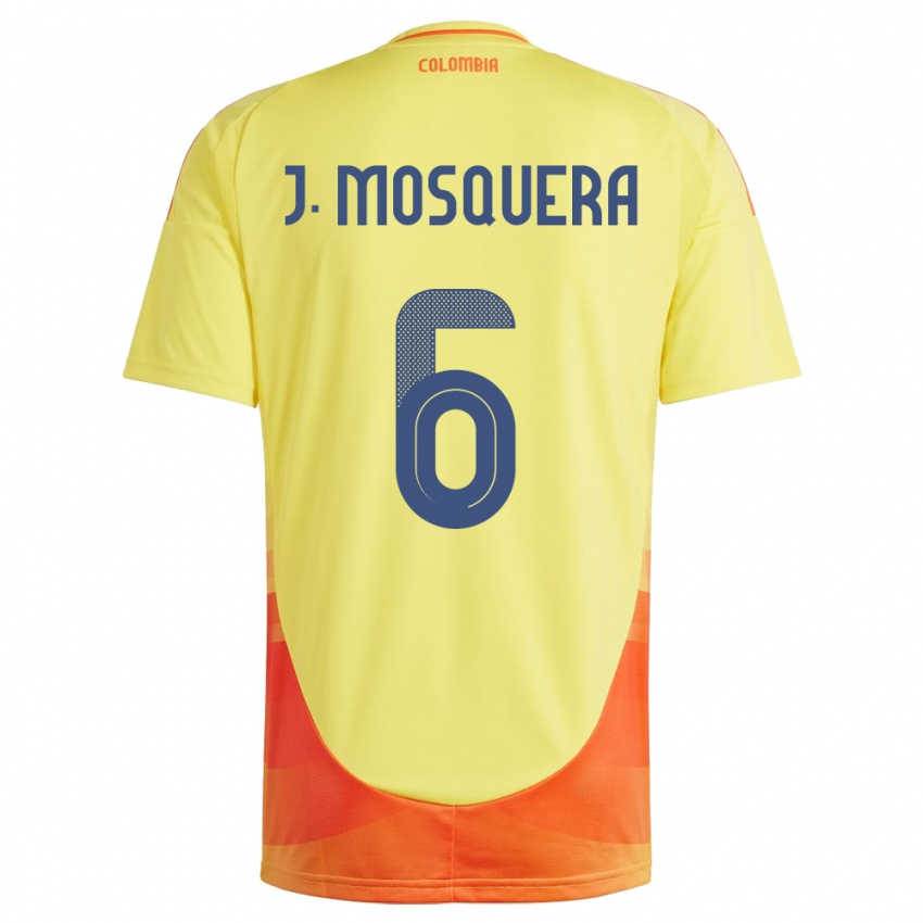 Niño Camiseta Colombia Juan Mosquera #6 Amarillo 1ª Equipación 24-26 La Camisa Chile