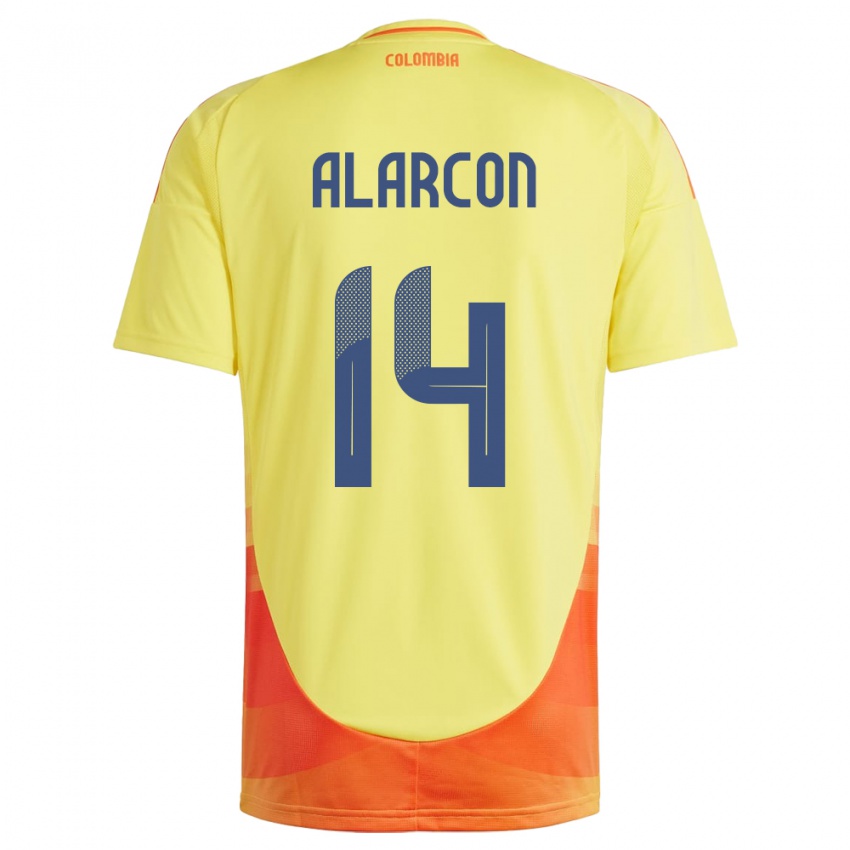 Niño Camiseta Colombia Andrés Alarcón #14 Amarillo 1ª Equipación 24-26 La Camisa Chile