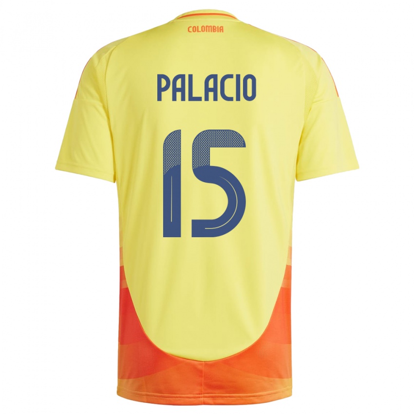 Niño Camiseta Colombia Nelson Palacio #15 Amarillo 1ª Equipación 24-26 La Camisa Chile