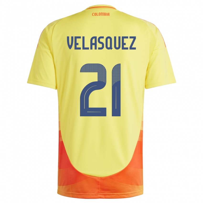 Niño Camiseta Colombia Samuel Velásquez #21 Amarillo 1ª Equipación 24-26 La Camisa Chile