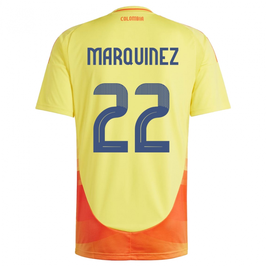 Niño Camiseta Colombia Luis Marquinez #22 Amarillo 1ª Equipación 24-26 La Camisa Chile