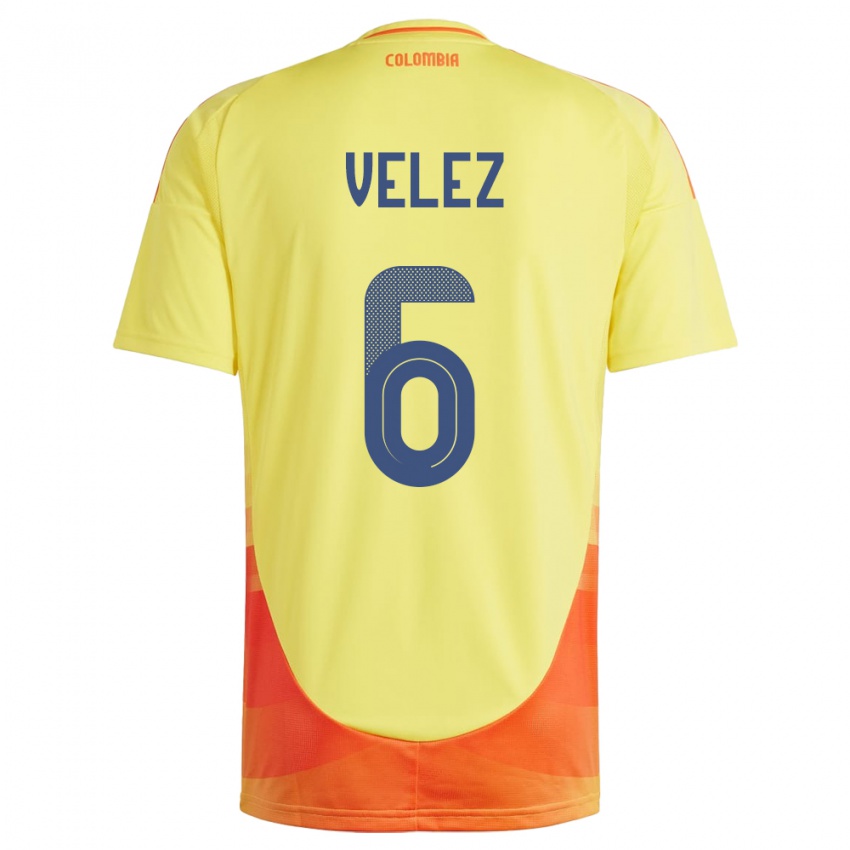 Niño Camiseta Colombia Jhon Vélez #6 Amarillo 1ª Equipación 24-26 La Camisa Chile