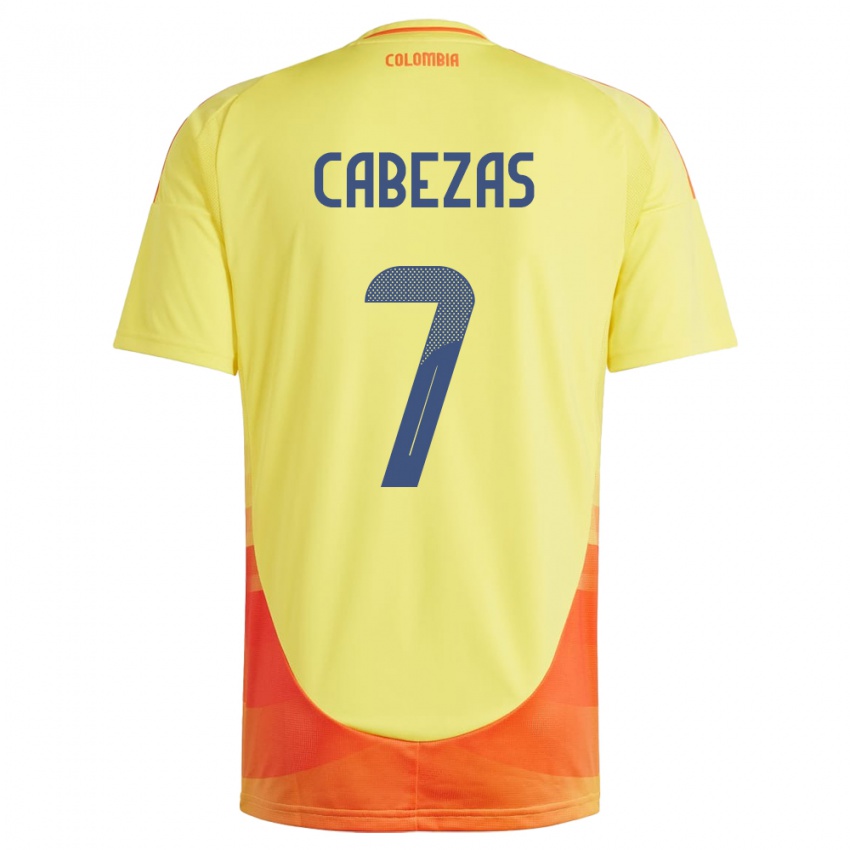 Niño Camiseta Colombia Jorge Cabezas #7 Amarillo 1ª Equipación 24-26 La Camisa Chile