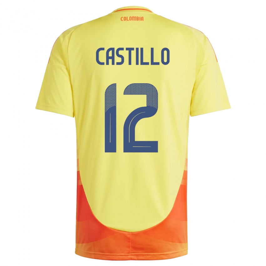 Niño Camiseta Colombia Juan Castillo #12 Amarillo 1ª Equipación 24-26 La Camisa Chile