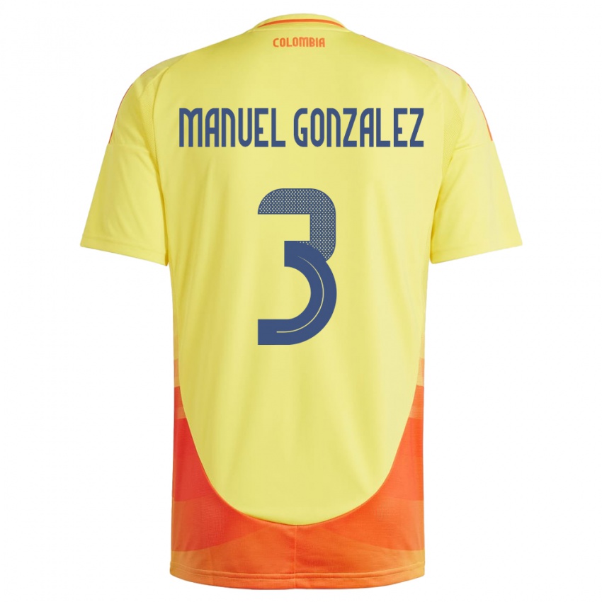 Niño Camiseta Colombia Carlos Manuel González #3 Amarillo 1ª Equipación 24-26 La Camisa Chile