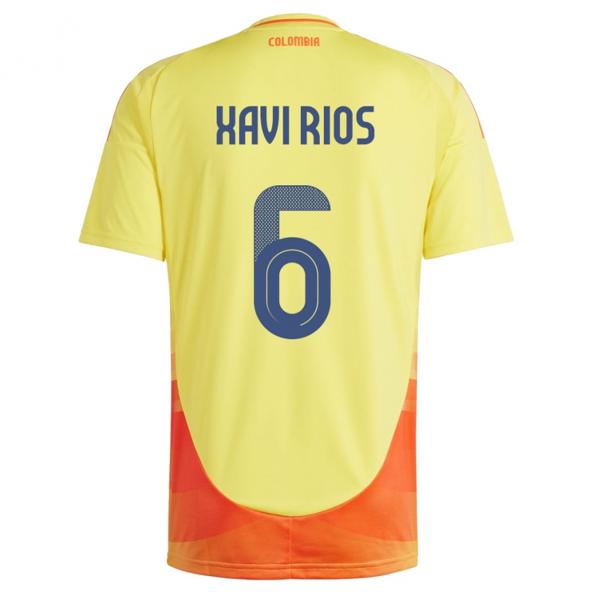 Niño Camiseta Colombia Xavi Ríos #6 Amarillo 1ª Equipación 24-26 La Camisa Chile