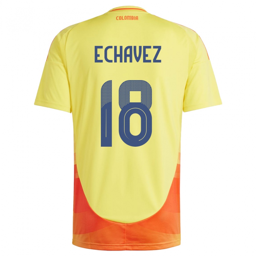 Niño Camiseta Colombia Jhon Echavez #18 Amarillo 1ª Equipación 24-26 La Camisa Chile