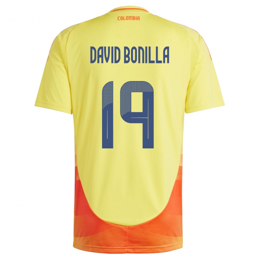 Niño Camiseta Colombia Juan David Bonilla #19 Amarillo 1ª Equipación 24-26 La Camisa Chile