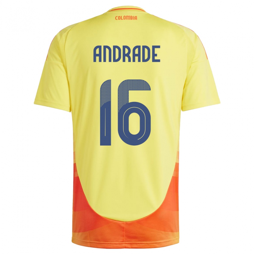 Niño Camiseta Colombia Lady Andrade #16 Amarillo 1ª Equipación 24-26 La Camisa Chile