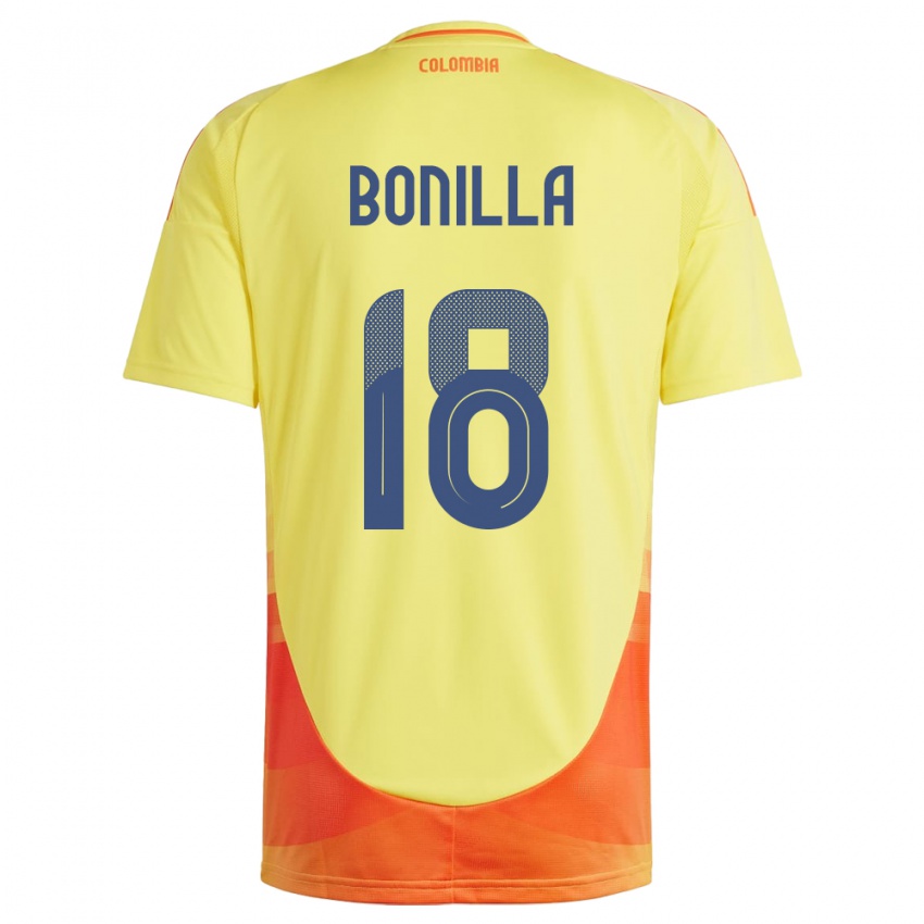 Niño Camiseta Colombia Wendy Bonilla #18 Amarillo 1ª Equipación 24-26 La Camisa Chile