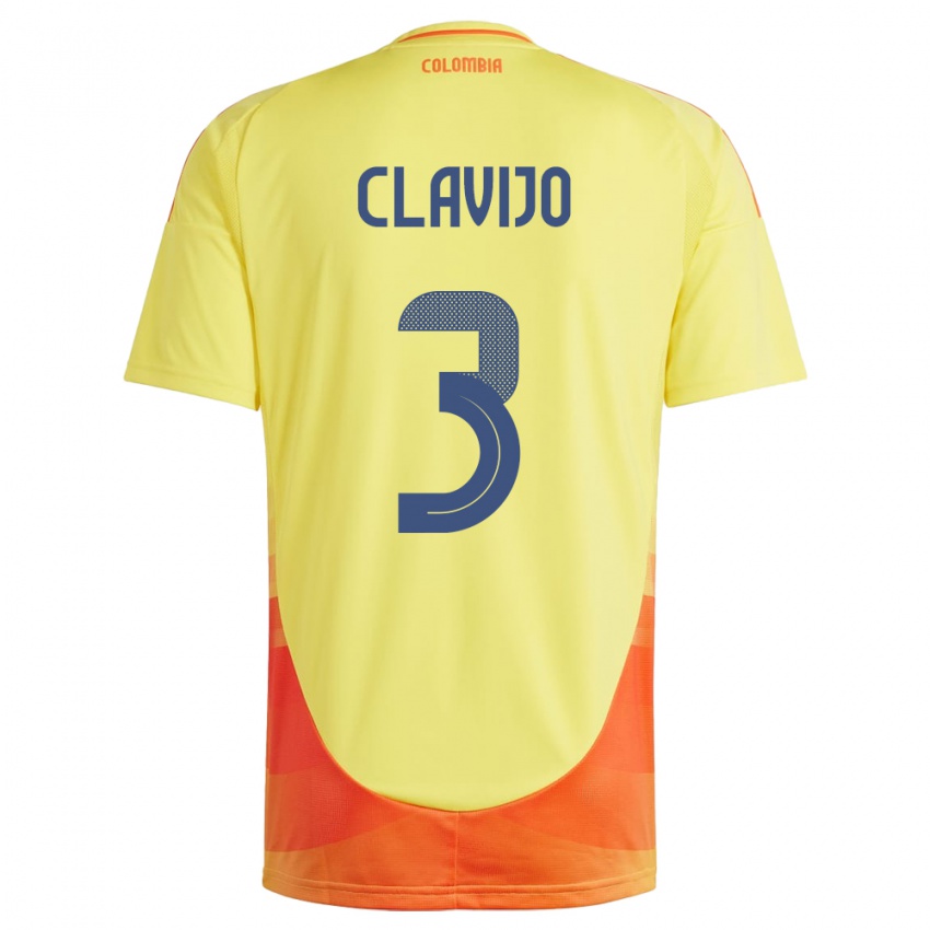 Niño Camiseta Colombia Ángela Clavijo #3 Amarillo 1ª Equipación 24-26 La Camisa Chile