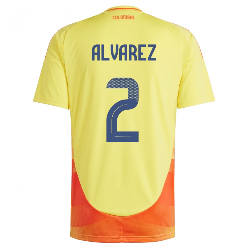 Niño Camiseta Colombia Mary Álvarez #2 Amarillo 1ª Equipación 24-26 La Camisa Chile